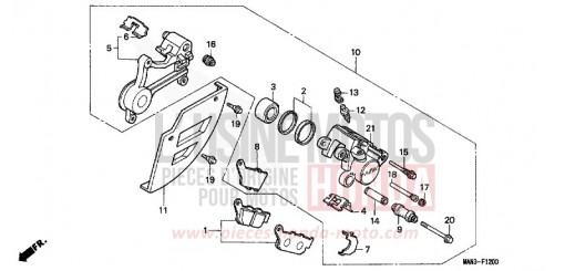 REAR BRAKE CALIPER (1) NX650T de 1996